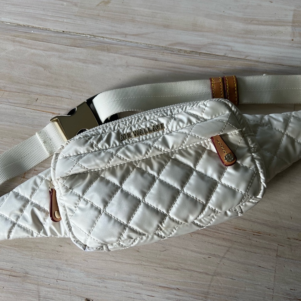 MZ Wallace Quilted White Belt Bag